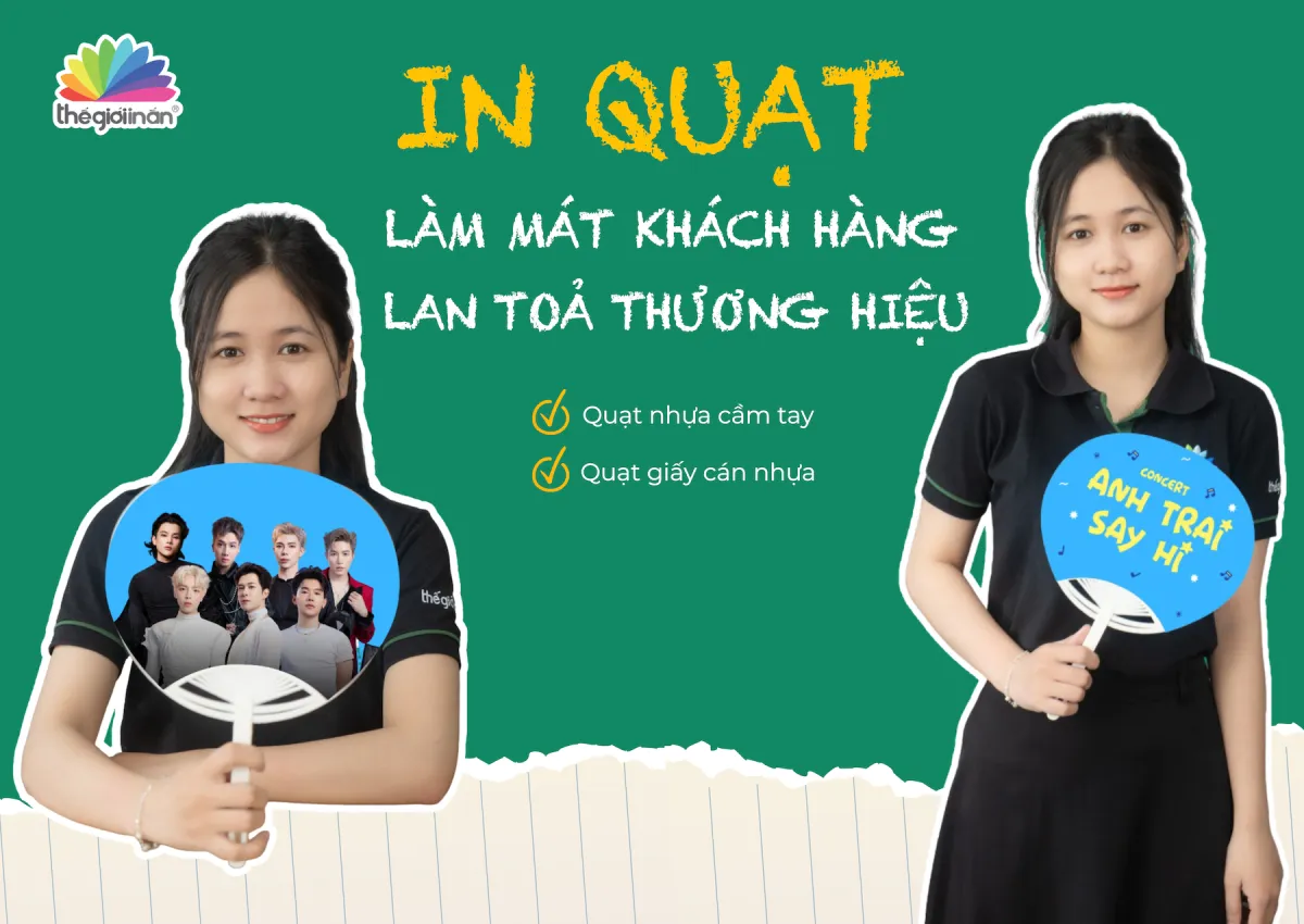 In quạt nhựa cầm tay, quạt giấy cán nhựa tiện lợi tại Thế Giới In Ấn